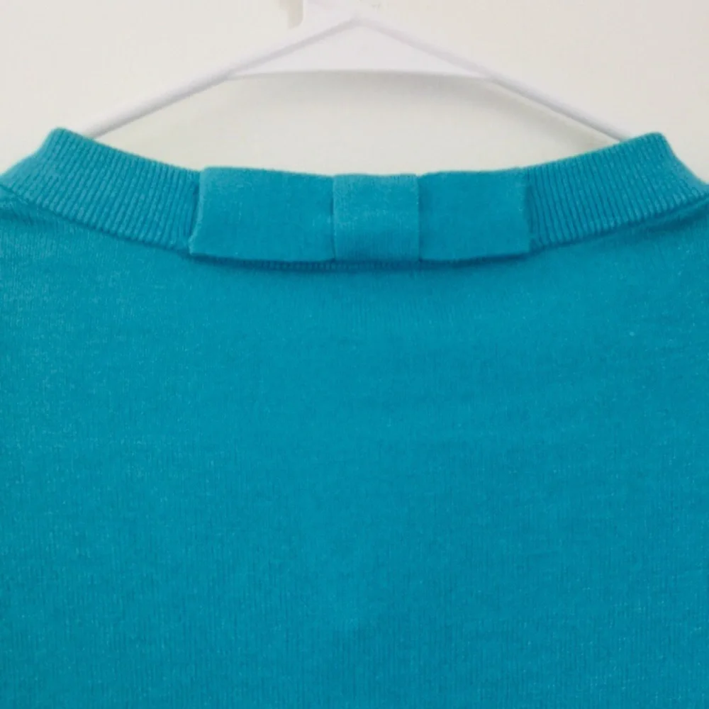 KATE SPADE Blue Silk Cotton Blend Cardigan Sweater Size Small